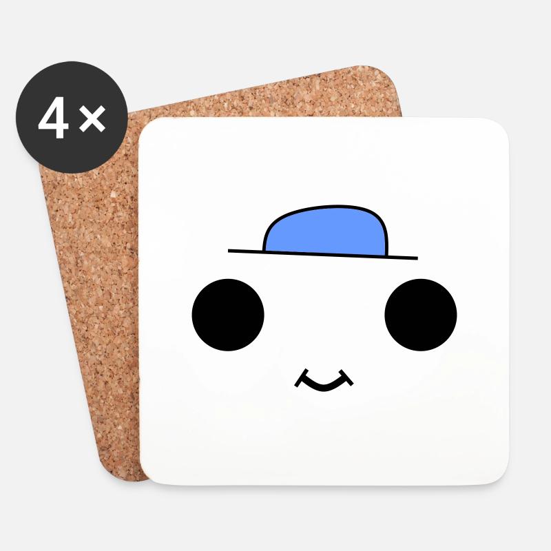 Cute face with a blue hat - Untersetzer (4er-Set) - Weiß