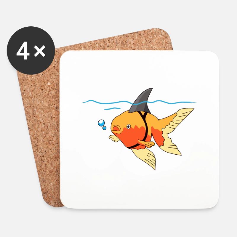 Fish-Shark - Untersetzer (4er-Set) - Weiß