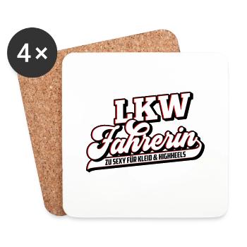 Farbe änderbar | Sexy Truckerin LKW Fahrerin - Untersetzer (4er-Set) - Weiß - Vorne