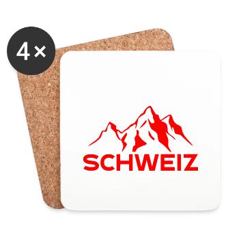 Montagnes suisses - Dessous de verre (lot de 4) - blanc - Devant