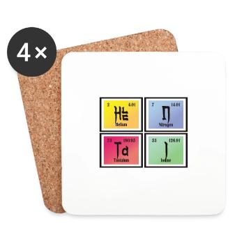 Hentai | Periodic Table of Elements - Coasters (set of 4) - white - Front