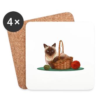 Cute cat plays in the house - Coasters (set of 4) - white - Front