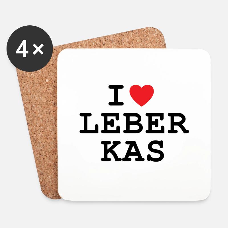 I Love Leberkas - Ich liebe Leberkäse - Untersetzer (4er-Set) - Weiß