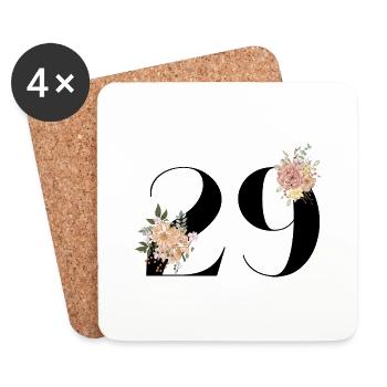 29th Anniversary Flowers (Gift of 29 years) - Coasters (set of 4) - white - Front