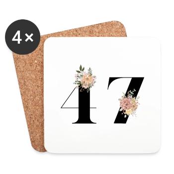 47th Anniversary Flowers (Gift of 47 years) - Coasters (set of 4) - white - Front