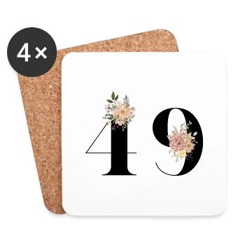 49th Anniversary Flowers (Gift of 49 years) - Coasters (set of 4) - white - Front