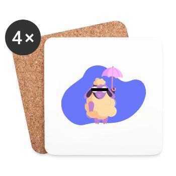 Moutons de dessin animé - Dessous de verre (lot de 4) - blanc - Devant