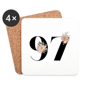 Blumen zum 97-jährigen Jubiläum (Geschenk von 97 Jahren) - Untersetzer (4er-Set) - Weiß - Vorne
