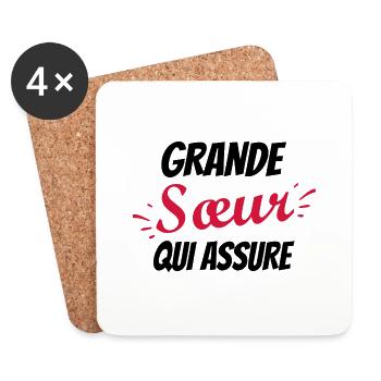 grande Sœur qui assure / super grande soeur - Dessous de verre (lot de 4) - blanc - Devant