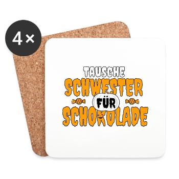 Halloween lustig Schwester Witz Kinder Geschwister - Untersetzer (4er-Set) - Weiß - Vorne
