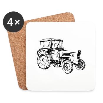 Tracteur - Dessous de verre (lot de 4) - blanc - Devant