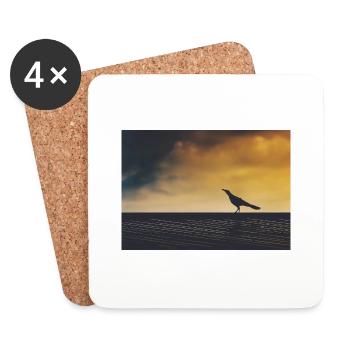 Crow exploring - Coasters (set of 4) - white - Front