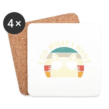 Je fais ce que je veux Des lunettes de soleil Pour amoureux des chats - Dessous de verre (lot de 4) - blanc - Devant