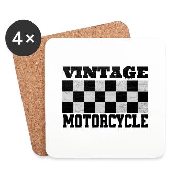 Vintage Biker Fan von Motorrädern und Motorsport - Untersetzer (4er-Set) - Weiß - Vorne