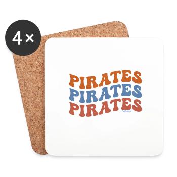 Pirates pour toujours fun original design vagues - Dessous de verre (lot de 4) - blanc - Devant