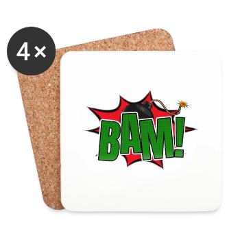 Bam! Comic Stil Graffiti Schriftzug - Untersetzer (4er-Set) - Weiß - Vorne