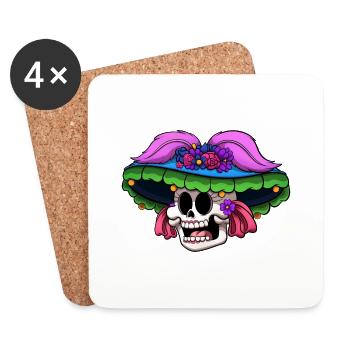 Catrina Skull - Coasters (set of 4) - white - Front