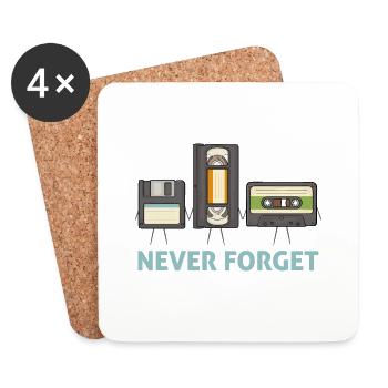 Never Forget Floppy Disk Video Tape Cassette - Coasters (set of 4) - white - Front
