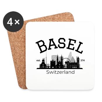 Basel skyline silhouette - Coasters (set of 4) - white - Front