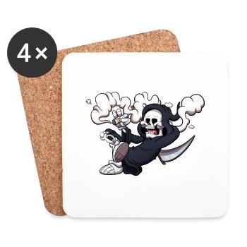 Death Smoking A Joint - Coasters (set of 4) - white - Front