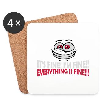 everything is fine quote - Coasters (set of 4) - white - Front