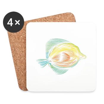 Bunter Fisch - Untersetzer (4er-Set) - Weiß - Vorne