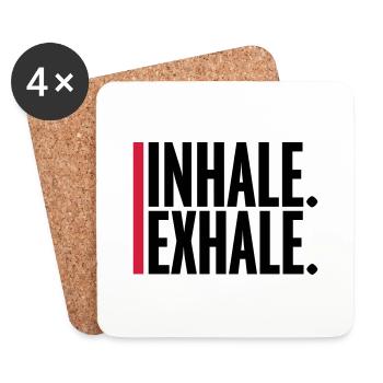 Inspirez expirez Yoga citation - Dessous de verre (lot de 4) - blanc - Devant