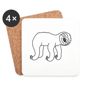 Hanging lying tired sloth - Coasters (set of 4) - white - Front