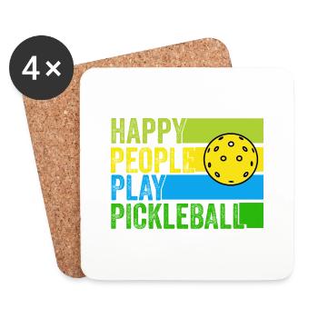 Happy People Play Pickleball - Coasters (set of 4) - white - Front