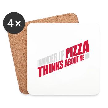 pizza thinks about me - Untersetzer (4er-Set) - Weiß - Vorne