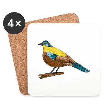 Oiseau - Dessous de verre (lot de 4) - blanc - Devant