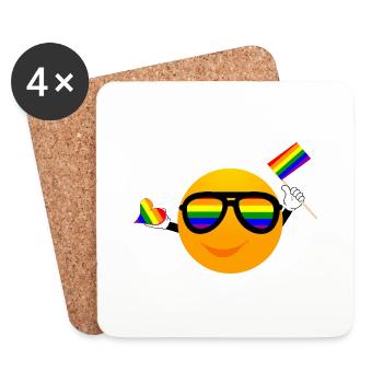 SMILE EMOTICONE LGBTQ - Dessous de verre (lot de 4) - blanc - Devant