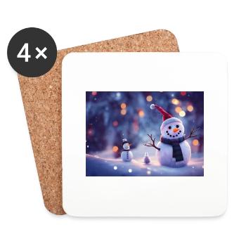 Happy Christmas Snowman - Coasters (set of 4) - white - Front