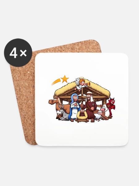 Nativity Scene - Underlägg (4-pack) - vit