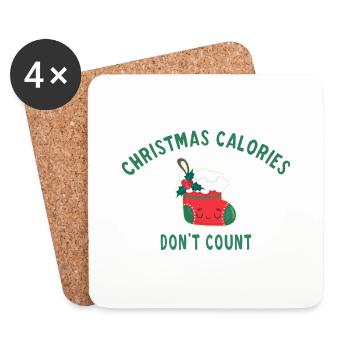 Christmas calories don't count - Dessous de verre (lot de 4) - blanc - Devant