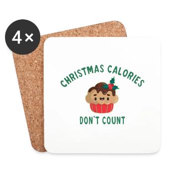 Christmas calories don't count - Dessous de verre (lot de 4) - blanc - Devant