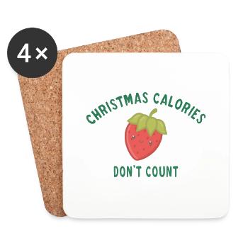 Christmas calories don't count - Dessous de verre (lot de 4) - blanc - Devant