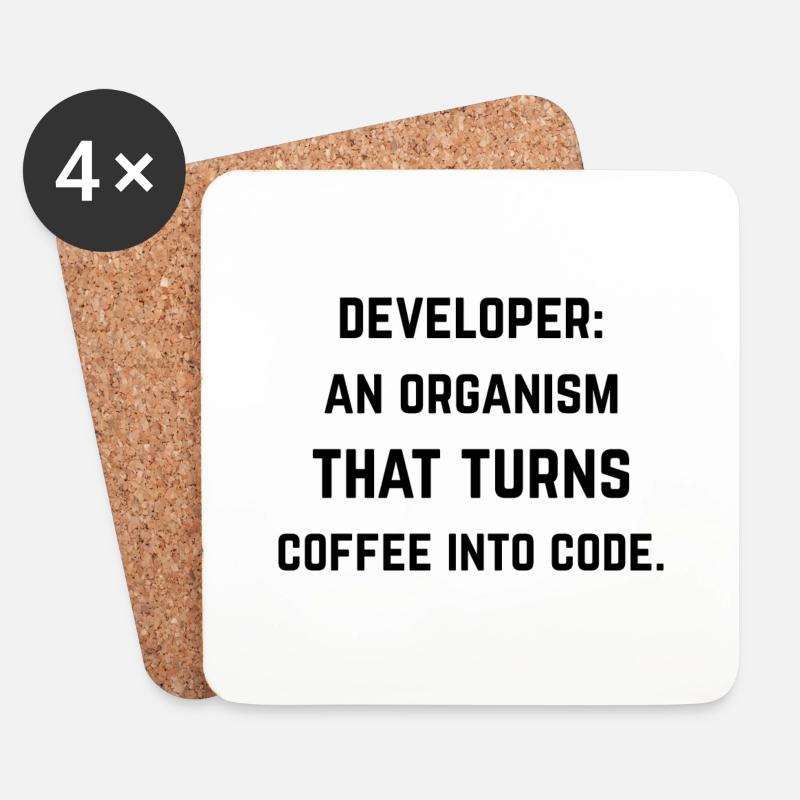 Entwicklerorganisation, die Kaffee in Code verwandelt - Untersetzer (4er-Set) - Weiß