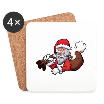 Weihnachtsmann raucht einen Joint - Untersetzer (4er-Set) - Weiß - Vorne