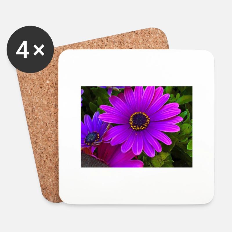 Blumen - Untersetzer (4er-Set) - Weiß