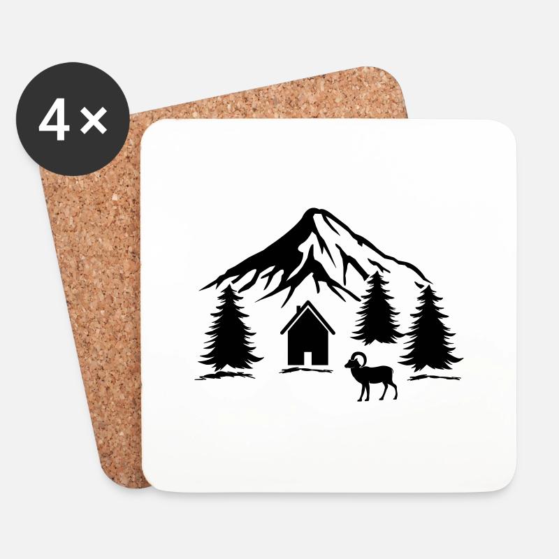 Berge Natur - Untersetzer (4er-Set) - Weiß