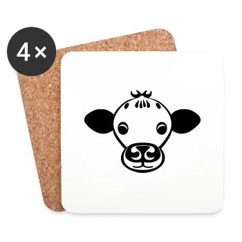 vache animal mignon animaux de la ferme drôles vaches nouveau 8 - Dessous de verre (lot de 4) - blanc - Devant