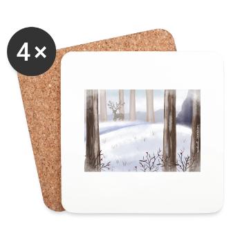 L’hiver en forêt - Dessous de verre (lot de 4) - blanc - Devant