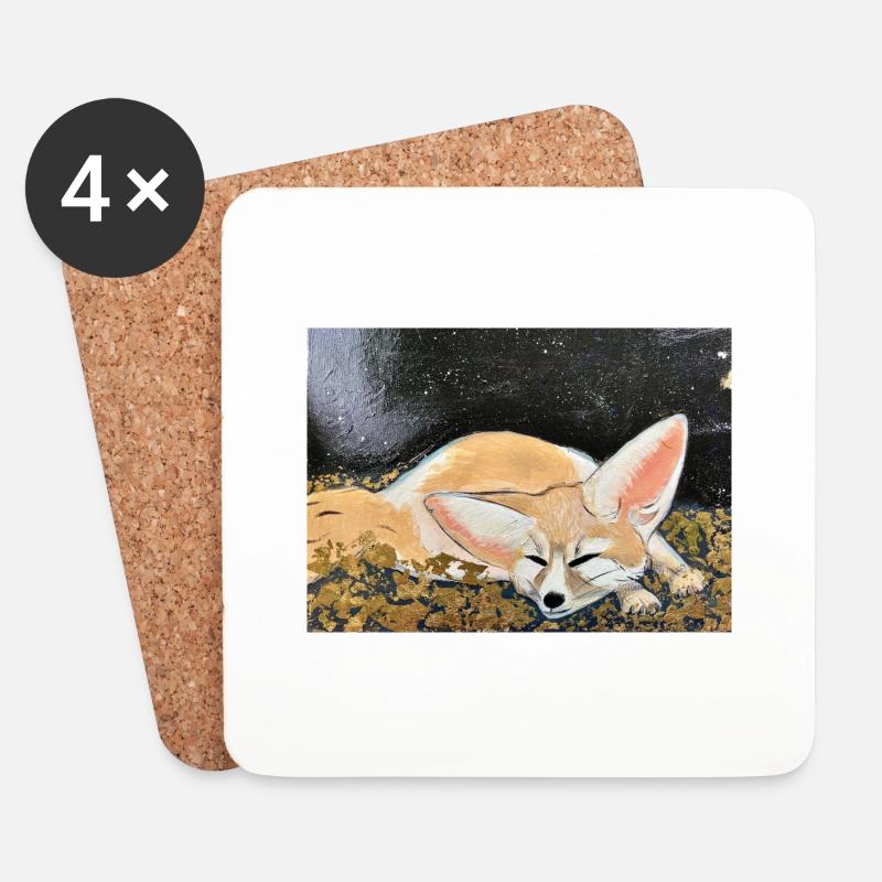 RestingDesertFox - Untersetzer (4er-Set) - Weiß
