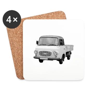 Barkas B1000 Transporteur de camions GDR Ostalgie Oldtimer - Dessous de verre (lot de 4) - blanc - Devant