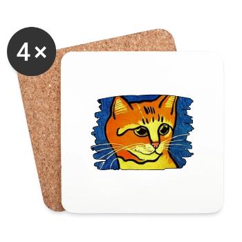 Orange Katze - Untersetzer (4er-Set) - Weiß - Vorne