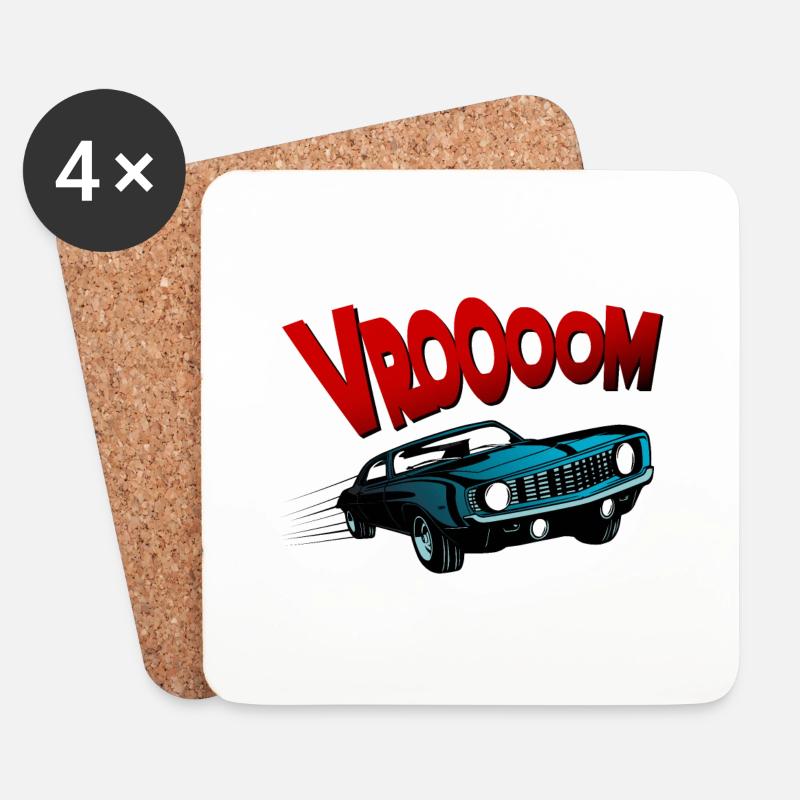 Muscle-Car - Untersetzer (4er-Set) - Weiß