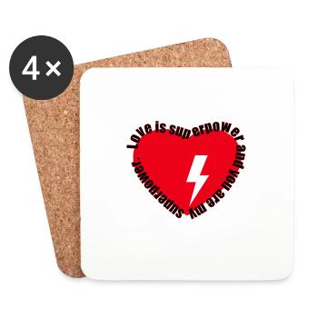 L’amour est super pouvoir et tu es mon super-pouvoir - Dessous de verre (lot de 4) - blanc - Devant