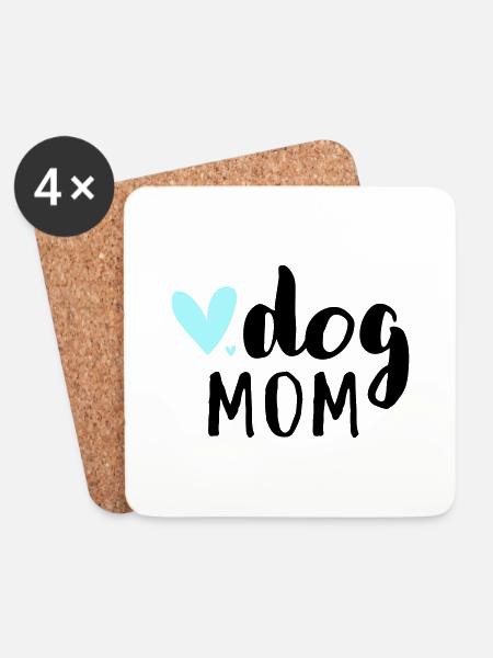 Dog mom / Hundemama - Untersetzer (4er-Set) - Weiß