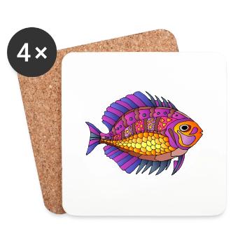 Colorful fish - Coasters (set of 4) - white - Front